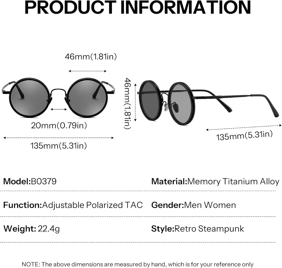 ÉÌƷͼƬ 6 | B0GG9HX9Z6 | FEISEDY Adjustable Polarized Round Sunglasses B0379