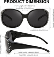 ÉÌƷͼƬ 6 | B0GRVLVZYS | FEISEDY Women's Polarized Wrap-Around Fit Over Sunglasses with Rhinestones, Anti-Glare Driving Sun Glasses B0362