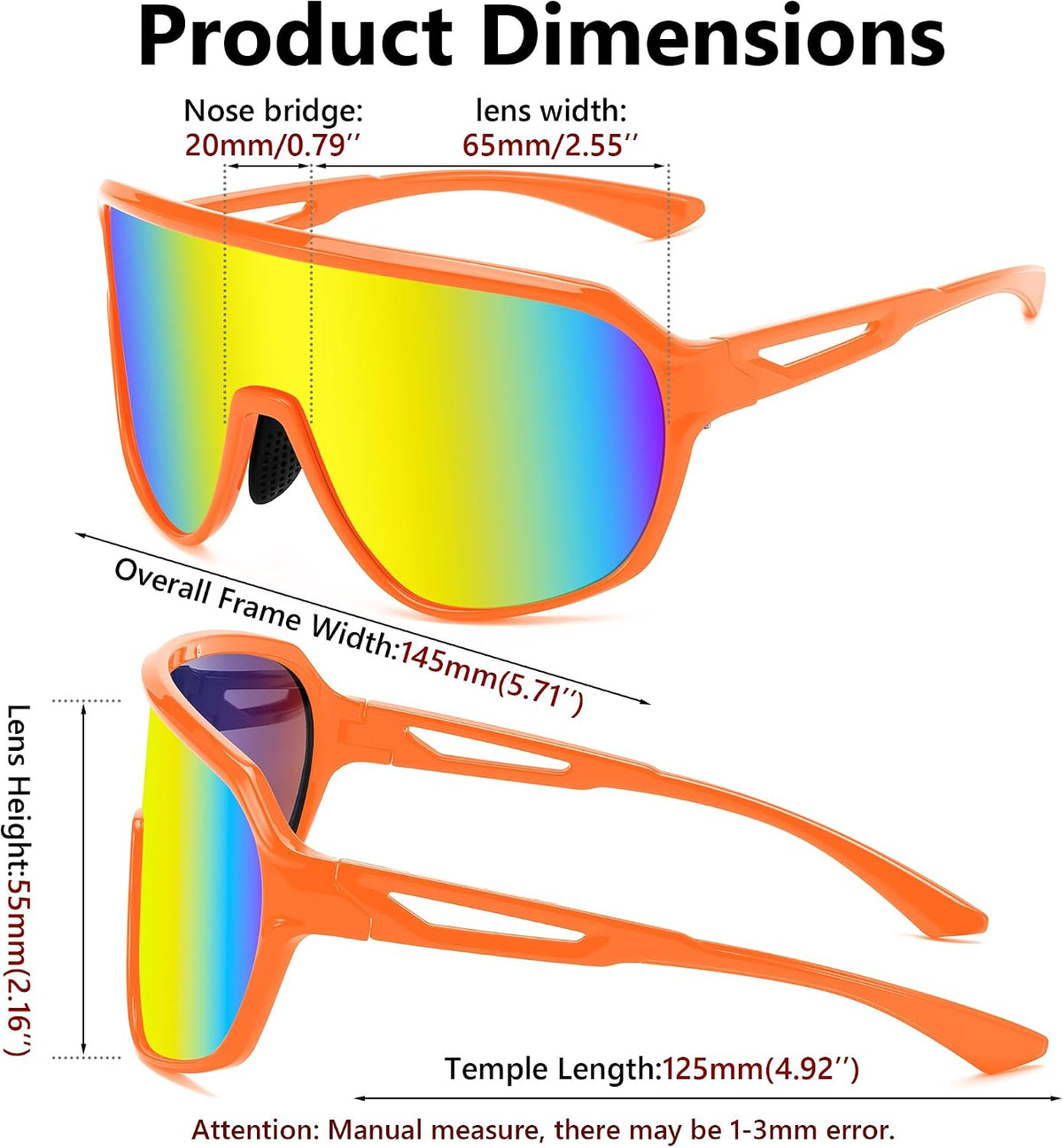 ÉÌƷͼƬ 19 | B0D5D4T92Q | FEISEDY Sports Sunglasses for Men and Women,Oversized One Piece Reflective Lens Cycling Sunglasses B0178