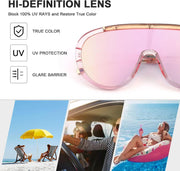 ÉÌƷͼƬ 57 | B085PPHWTZ | FEISEDY Retro Oversized Sunglasses Women Men One Piece Frame B2580