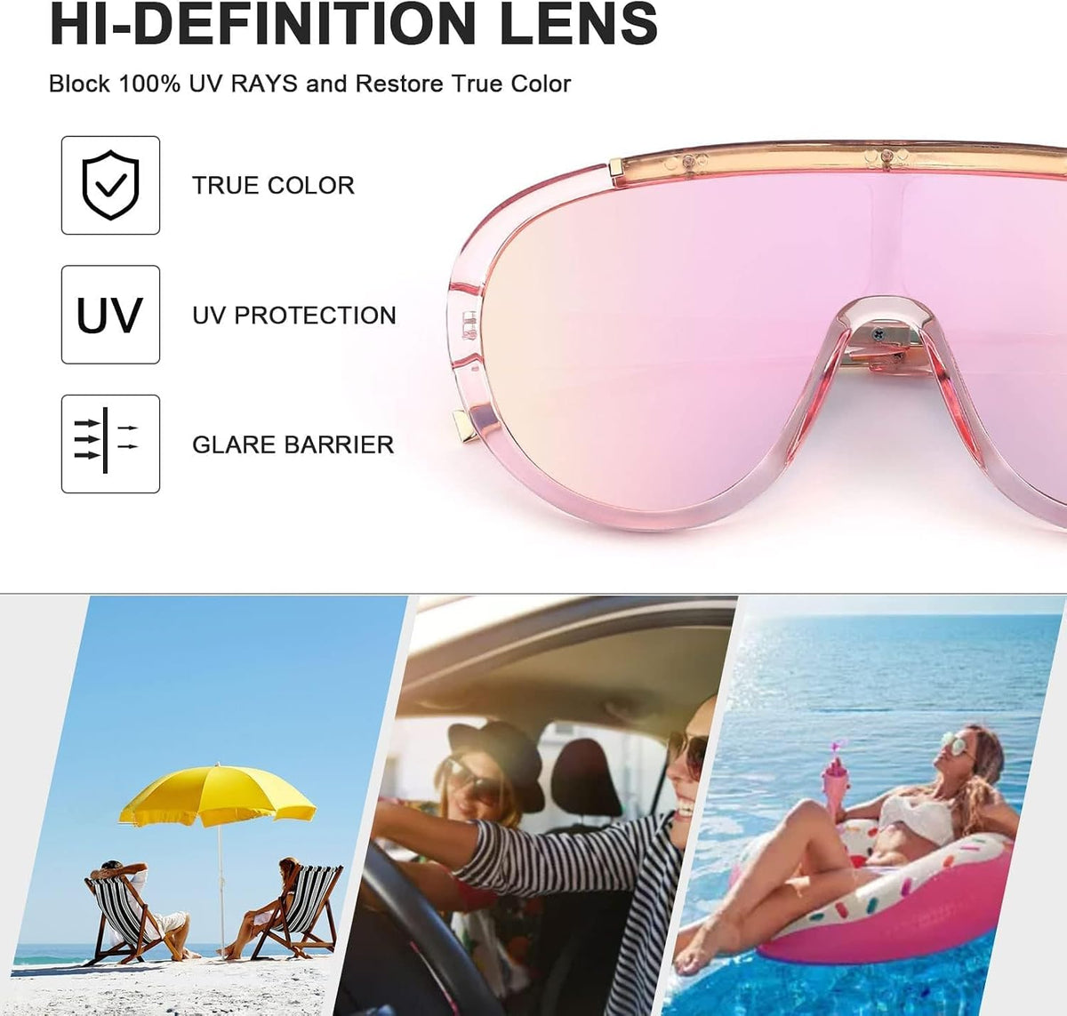 ÉÌƷͼƬ 57 | B085PPHWTZ | FEISEDY Retro Oversized Sunglasses Women Men One Piece Frame B2580