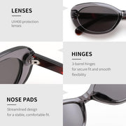 ÉÌƷͼƬ 10 | B0H2YQ7P2Y | FEISEDY Women Vintage Oval Cat Eye Sunglasses, Retro Narrow Shades B0459