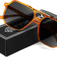 Brown Tortoise/Black / 57 Millimeters | B0H7198LTT | FEISEDY Retro Aviator Sunglasses for Women Men 70s Square Sun Glasses B0281