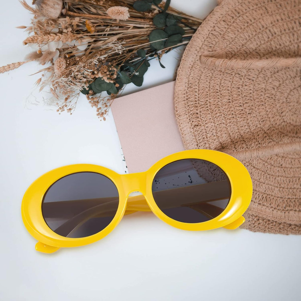 ÉÌƷͼƬ 10 | B074H8KFSZ | FEISEDY Sunglasses White Oval Clout Goggles for Women Men Retro Round Trendy Rimmed Clueless Costume Frame B2253