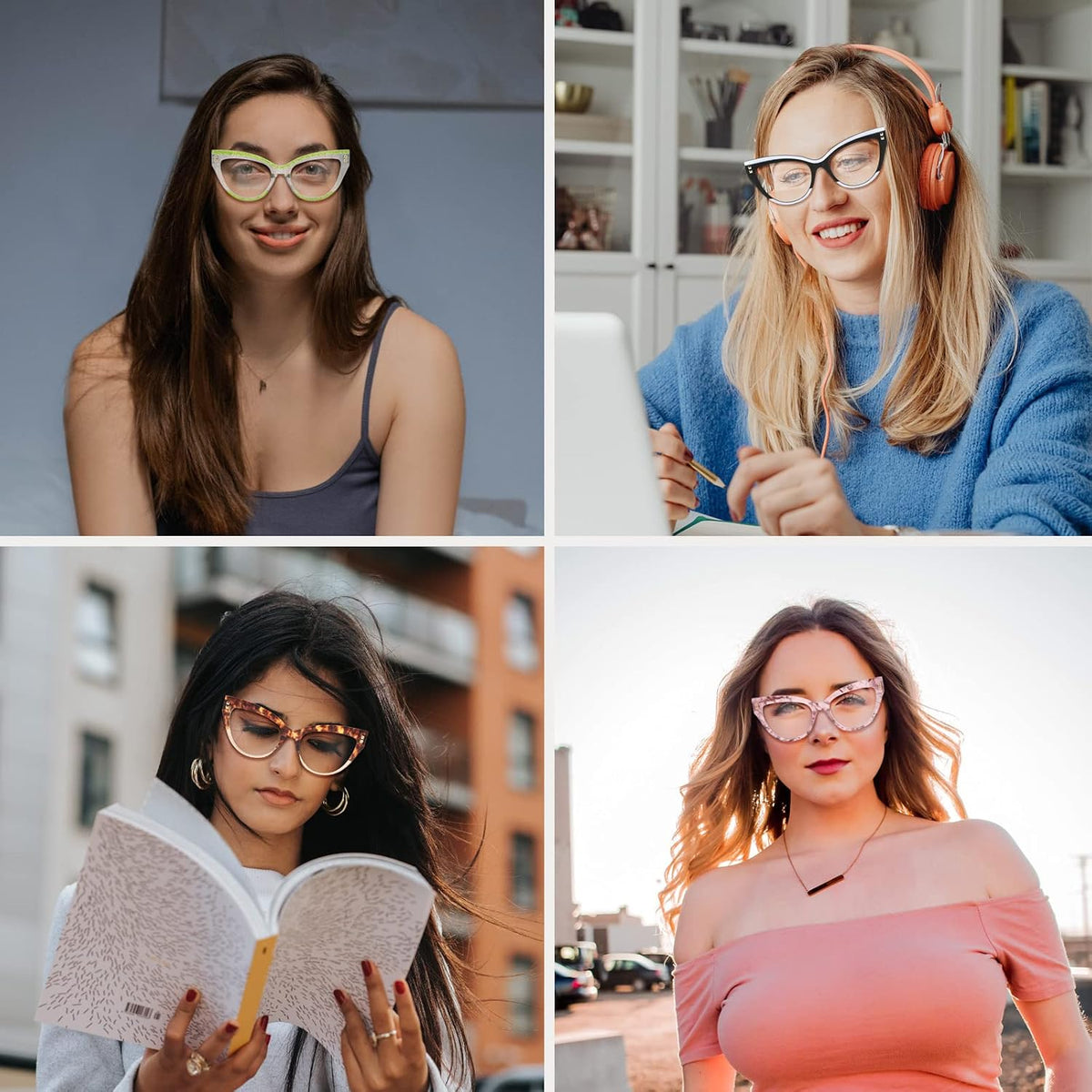 ÉÌƷͼƬ 3 | B0BB2D64DV | FEISEDY Women Oversized Blue Light Blocking Computer Glasses Fake Nerd Cat Eye Glasses Frame Anti Eyestrain B2323