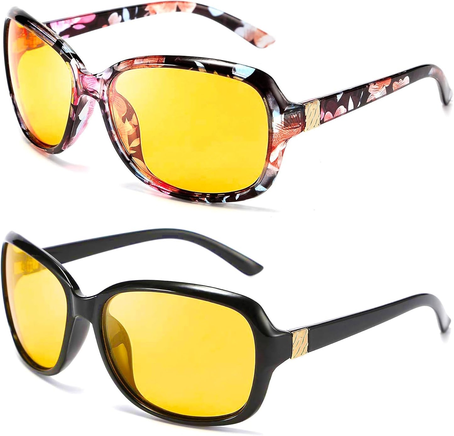 Z2pack (Floral + Black) / 60 Millimeters | B0FPM5JY1W | FEISEDY Classic Womens Night Glasses Driving Anti Glare Wrap Around Yellow Sunglasses B2548