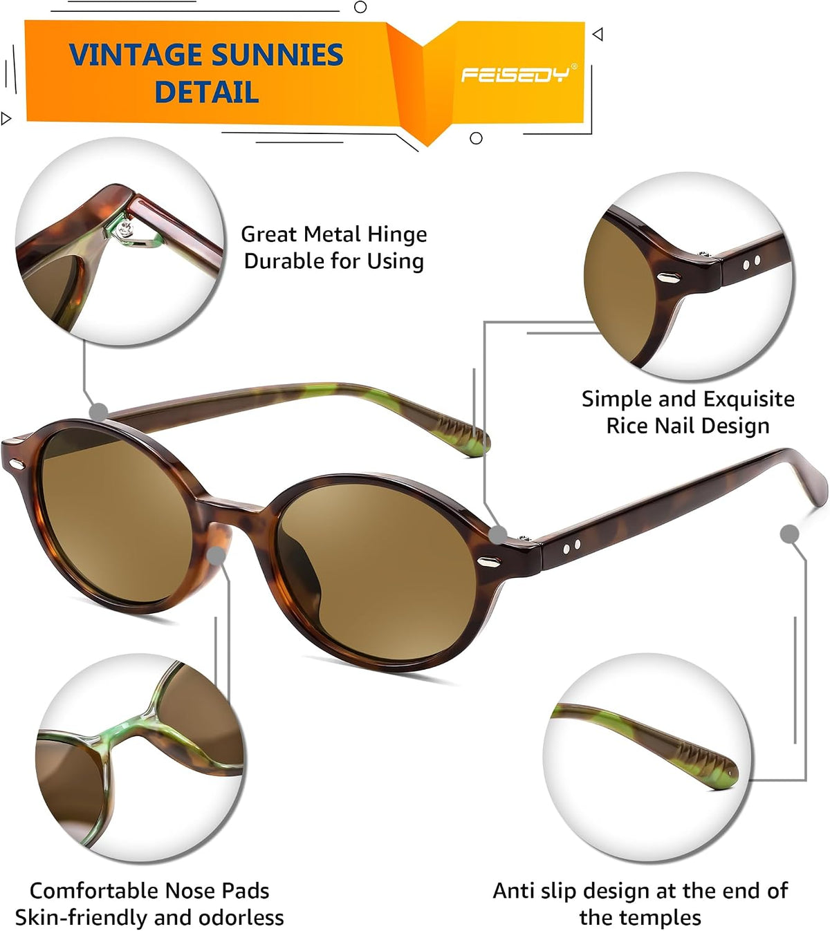 ÉÌƷͼƬ 65 | B0DTHVTKB5 | FEISEDY Retro Oval Sunglasses for Women 90s Narrow Round Lightweight Shades Y2k Trendy Sunnies B1171