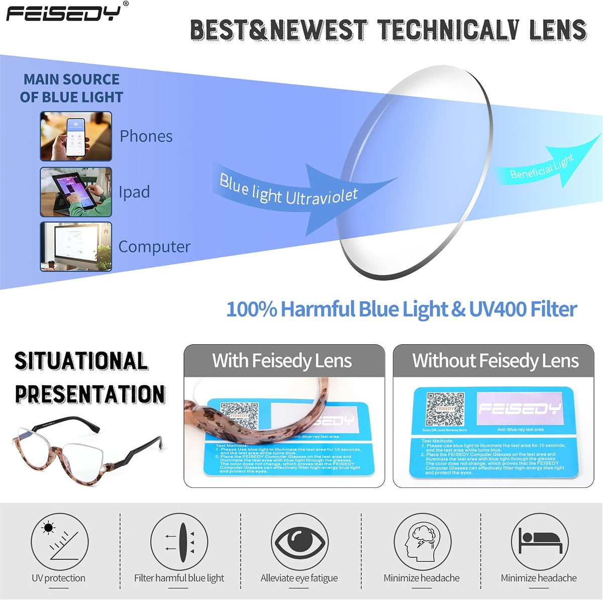 ÉÌƷͼƬ 20 | B0CJFLY9C9 | FEISEDY Reading Glasses for Women Fashion Half Frame Cat Eye Glasses Anti Glare Eyeglasses B0067