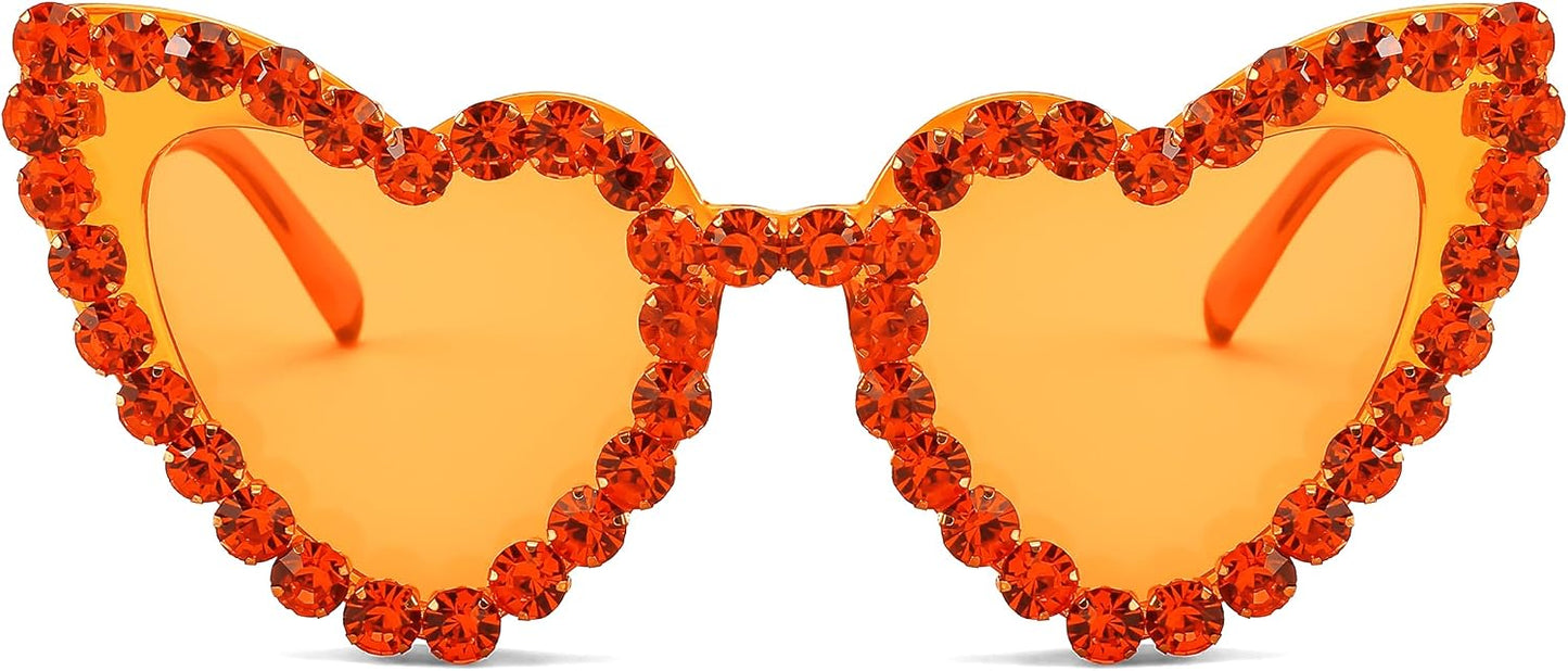 商品图片 13 | B0CDXC8YD5 | FEISEDY Heart Shaped Sunglasses for Women, Trendy Diamond Love Eyeglasses Fashion, Crystal Trim Jeweled Frame Party B2318