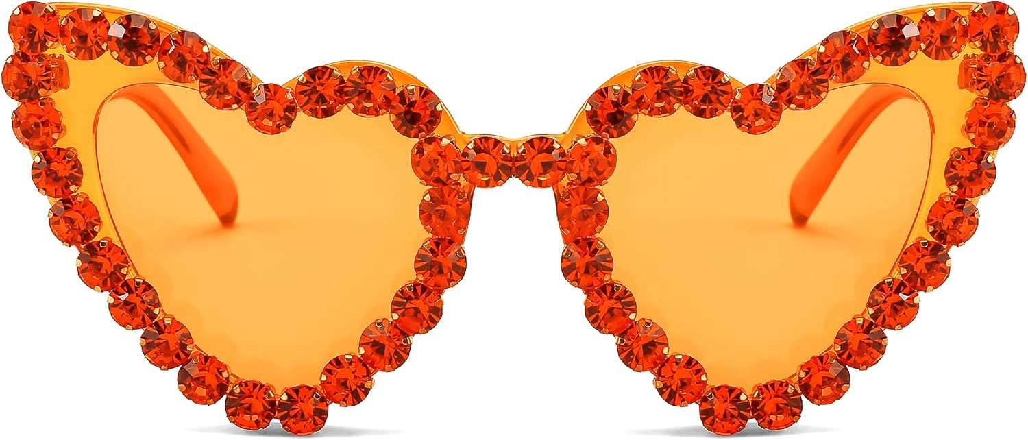 商品图片 13 | B0CDXC8YD5 | FEISEDY Heart Shaped Sunglasses for Women, Trendy Diamond Love Eyeglasses Fashion, Crystal Trim Jeweled Frame Party B2318