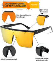 ÉÌƷͼƬ 14 | B09H6XXSDN | FEISEDY Oversized Sunglasses Mens Womens Flat Top Square Trendy Visor Shades UV400 B2470