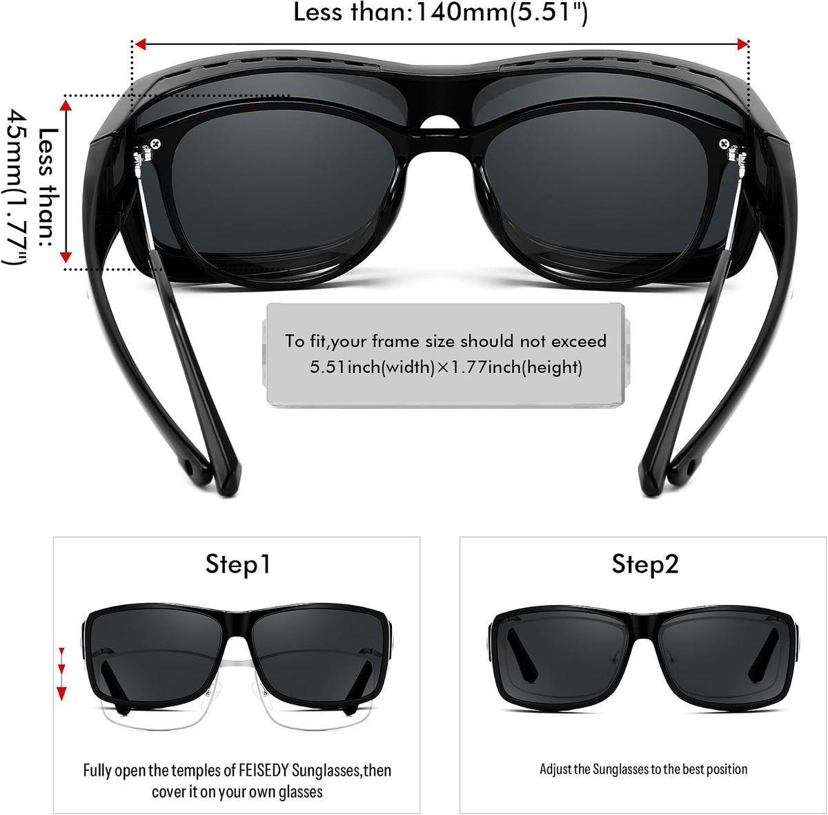 ÉÌƷͼƬ 17 | B0GR4T274K | FEISEDY Polarized Fit Over Glasses Sunglasses Driving Outdoors B0330