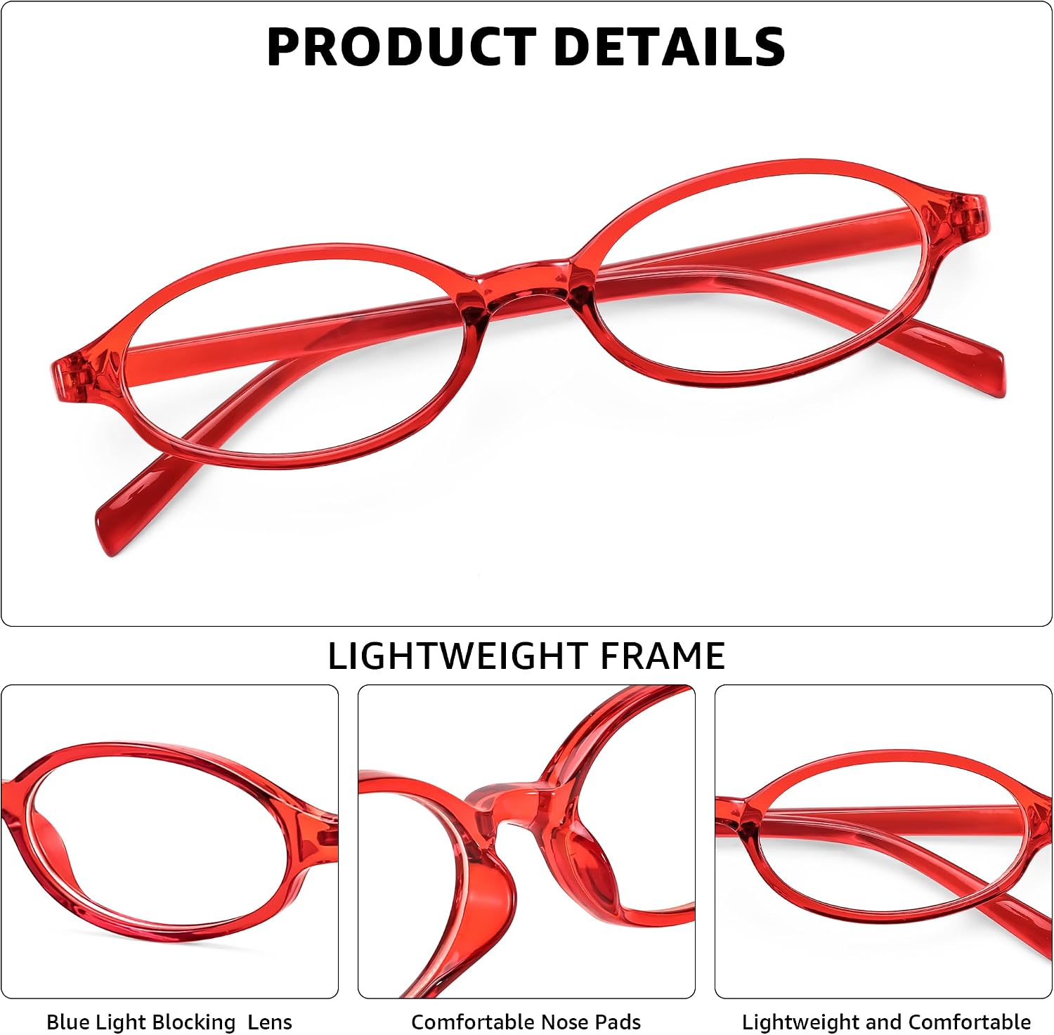 商品图片 35 | B0DKNKBFBX | FEISEDY Y2K Retro Oval Nerd Blue Light Glasses for Women B0258