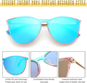 ÉÌƷͼƬ 15 | B0DGCPG41T | FEISEDY Sunglasses for Women Men Retro Round Cateye Designer Cute Mirrored UV Protection Lens B0210