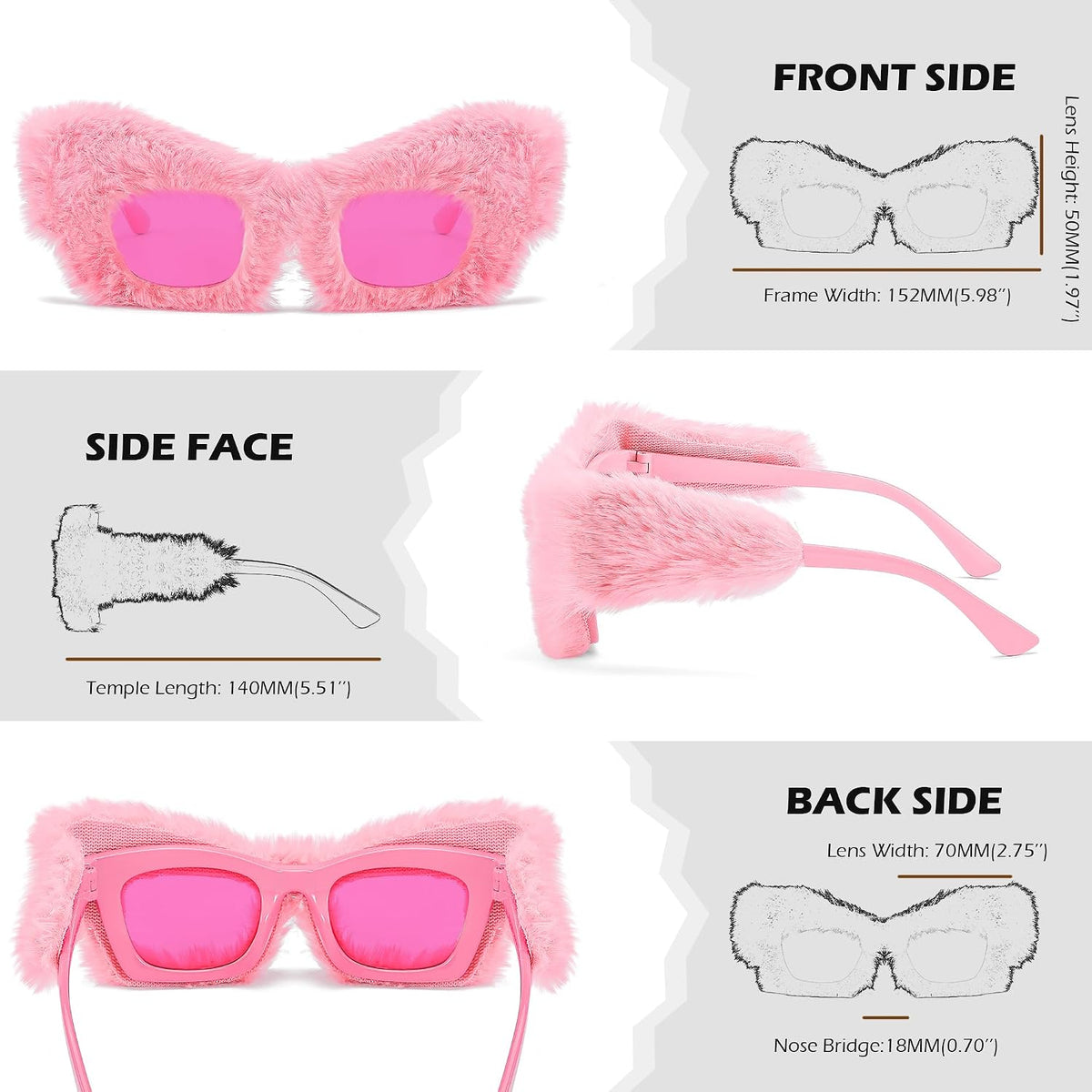 ÉÌƷͼƬ 68 | B09PN9V5N6 | FEISEDY Sunglasses Women Plush Fuzzy Soft Velvet Party Masquerade B2877