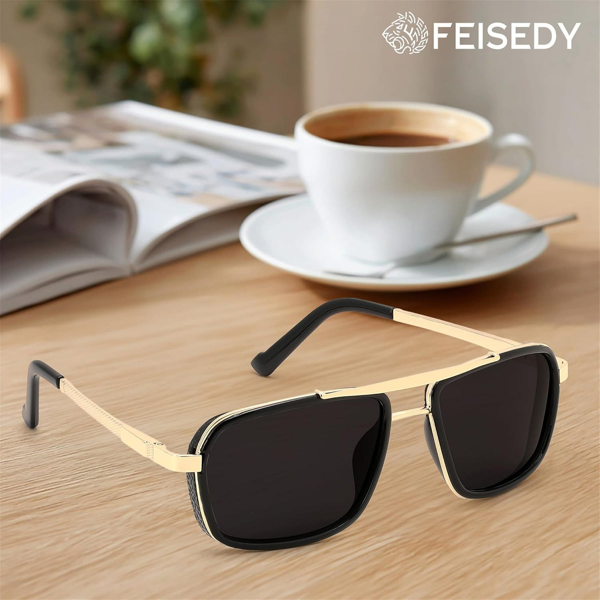 ÉÌƷͼƬ 6 | B0FDKZNCG9 | FEISEDY Retro Aviator Polarized Sunglasses For Women Men 70s Trendy B0292
