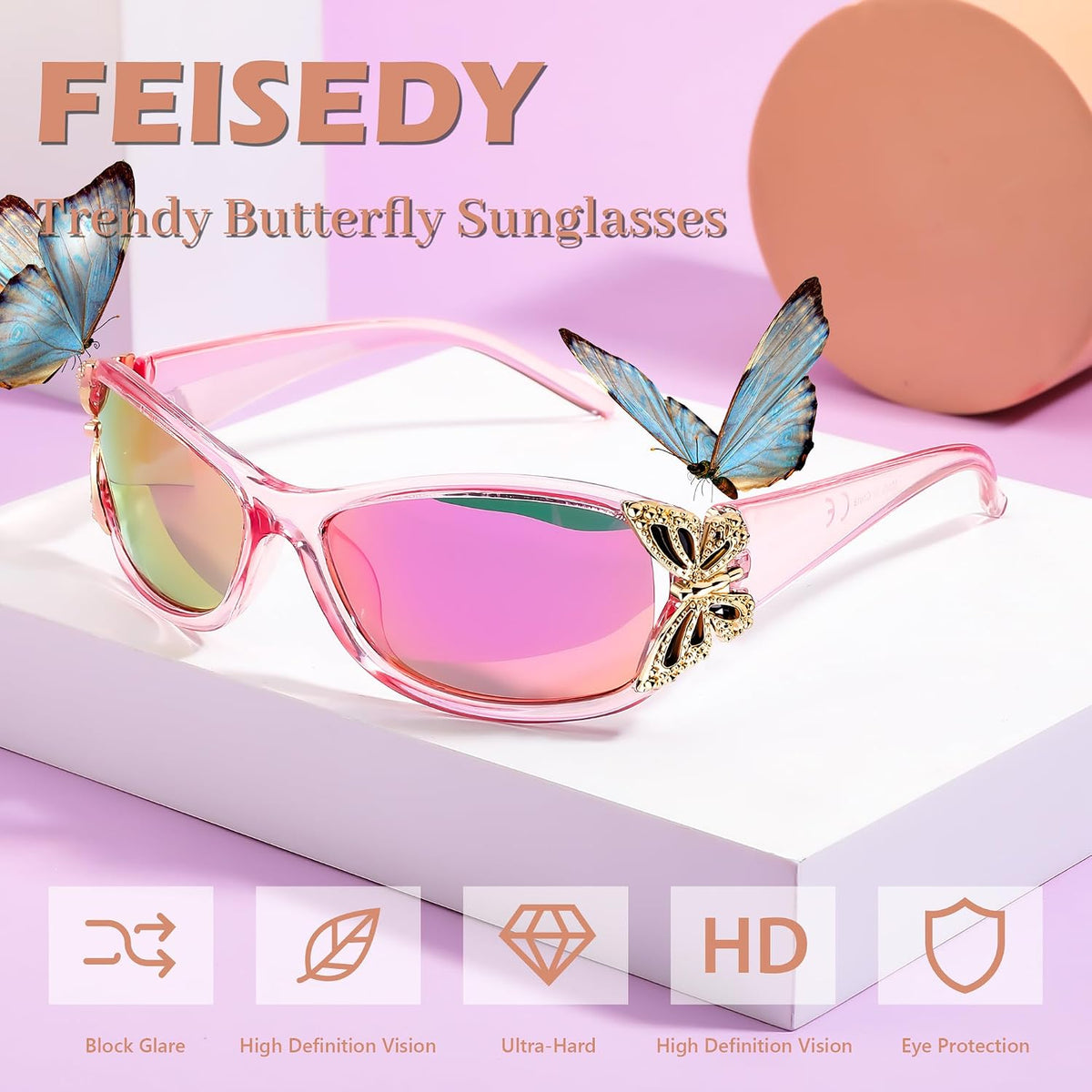 ÉÌƷͼƬ 70 | B0CNRQ7WVZ | FEISEDY Y2K Women Polarized Sunglasses Butterfly Wrap Around UV400 Shades