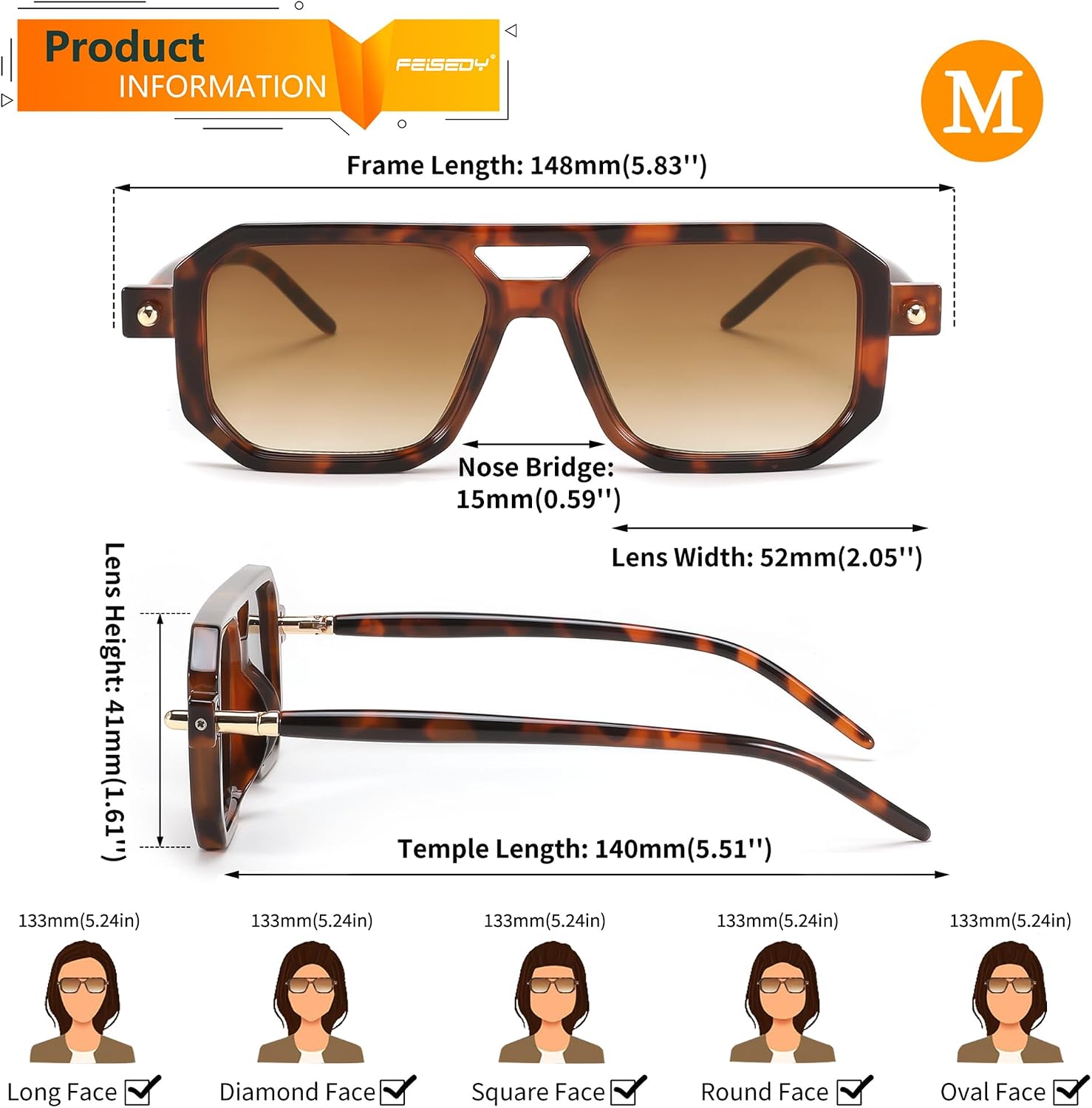 商品图片 62 | B09YTJ4FQZ | FEISEDY Vintage Square 70s Flat Aviator Sunglasses Women Men Classic Retro Stylish Frame UV400 Sunglasses B2622