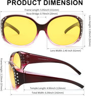 ÉÌƷͼƬ 18 | B0GRVLVZYS | FEISEDY Women's Polarized Wrap-Around Fit Over Sunglasses with Rhinestones, Anti-Glare Driving Sun Glasses B0362