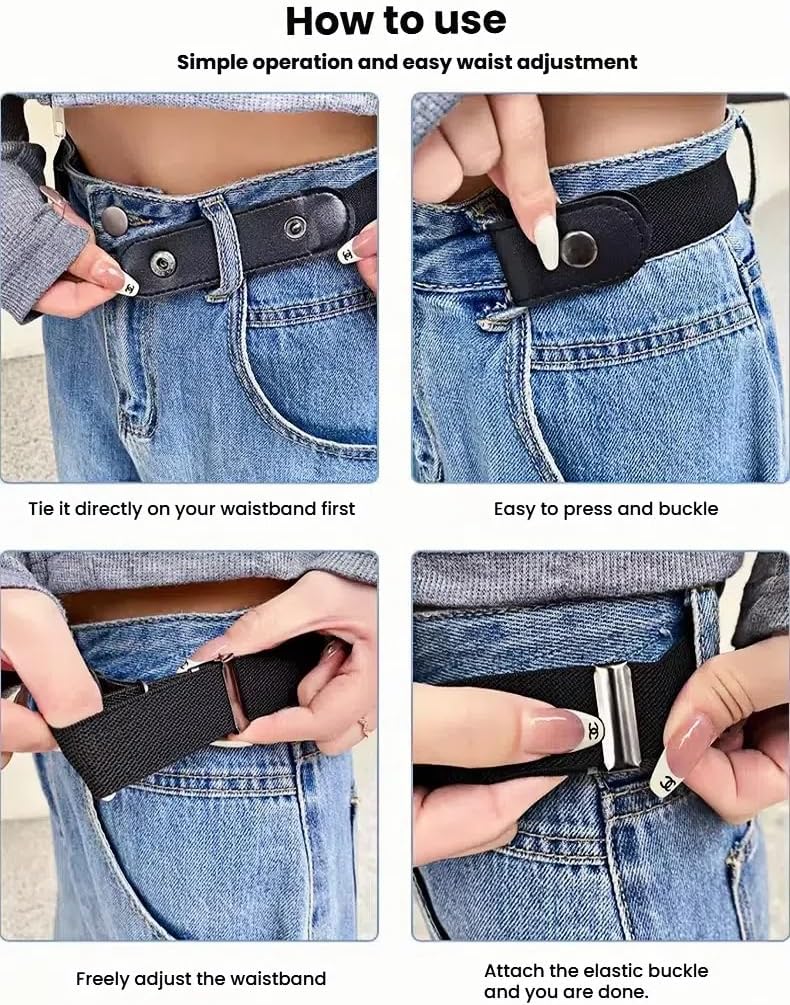 商品图片 4 | B0FQ2SBWQJ | No Buckle Elastic Belt for Men & Women – Stretch Adjustable Invisible Belts for Jeans & Pants