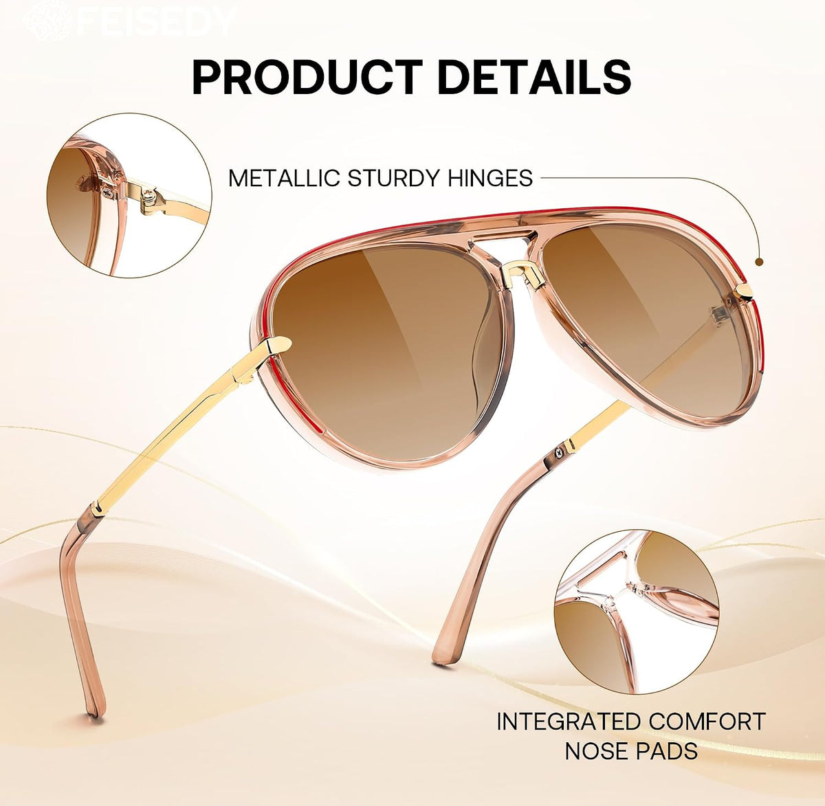 ÉÌƷͼƬ 26 | B0GYVVZBQM | FEISEDY Classic Aviator Sunglasses UV400 Protection for Women Men B0461