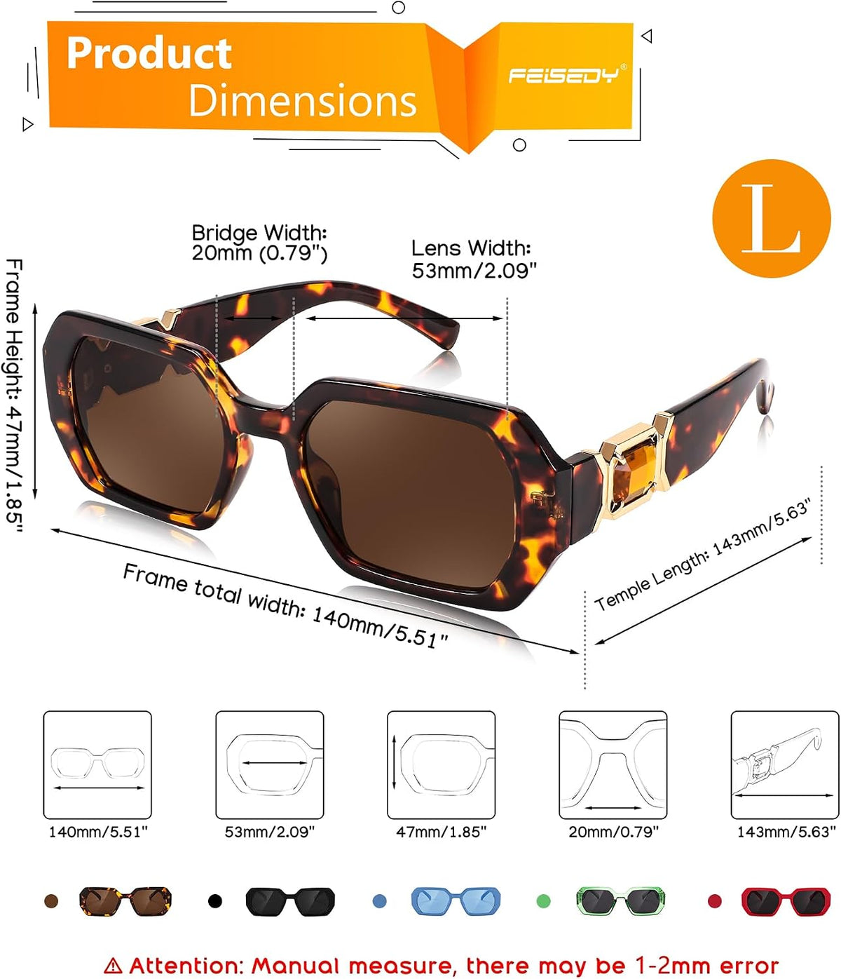 ÉÌƷͼƬ 24 | B0CNPQGQRW | FEISEDY Retro Rectangle Sunglasses for Women Men Classic Square Rhinestone Frame Sun Glasses Polygon Designer UV400 B0047
