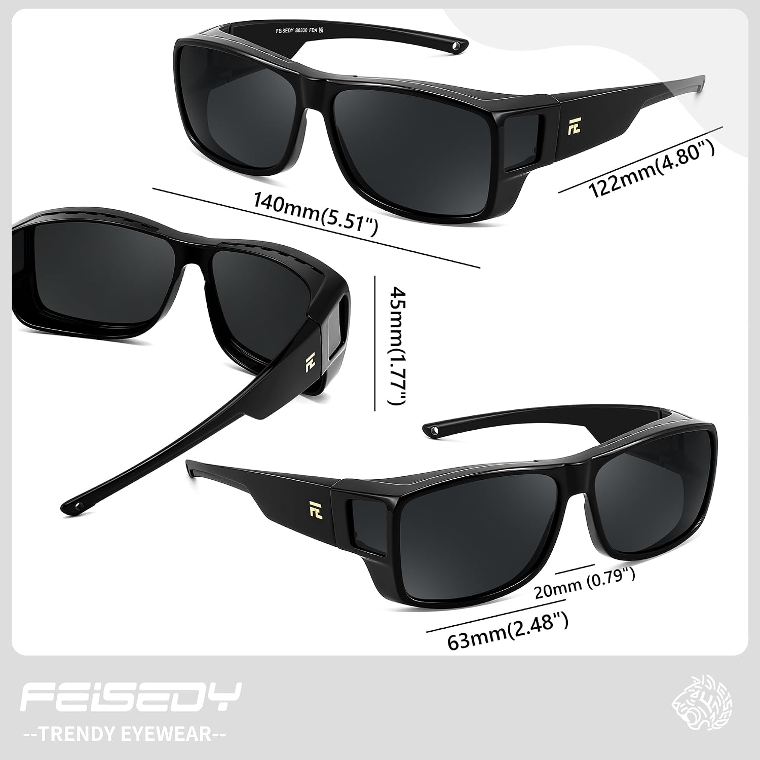 商品图片 16 | B0GR4T274K | FEISEDY Polarized Fit Over Glasses Sunglasses Driving Outdoors B0330