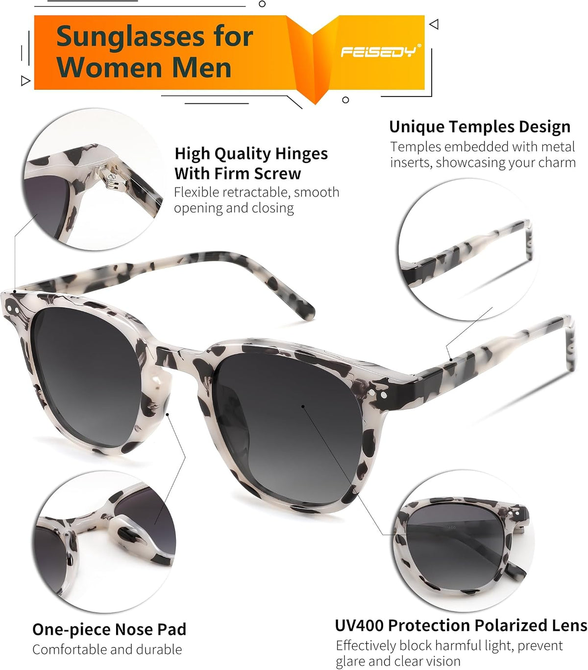 ÉÌƷͼƬ 29 | B0CCPBD9GS | FEISEDY Classic Polarized Sunglasses Retro Round Sunglasses for Women Men Trendy Shades B0002