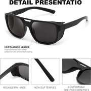 ÉÌƷͼƬ 3 | B0FV3CK7PF | FEISEDY Polarized Sunglasses Men Women Side Shield Goggles Retro Pilot Square Steampunk Fishing Sun Glasses B0348