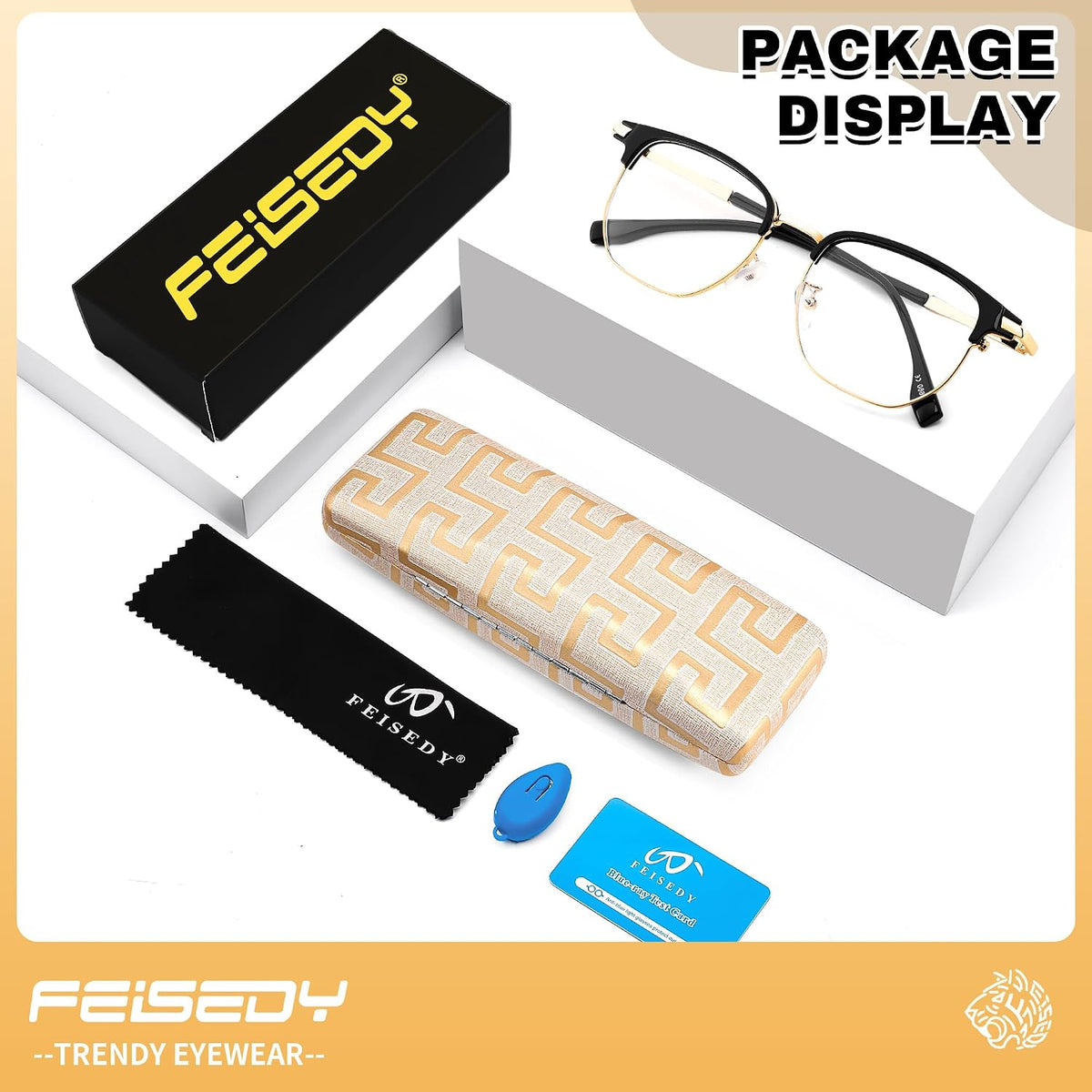 ÉÌƷͼƬ 7 | B0FKT9PDRD | FEISEDY Retro Semi Rimless Blue Light Glasses for Women Men B0438