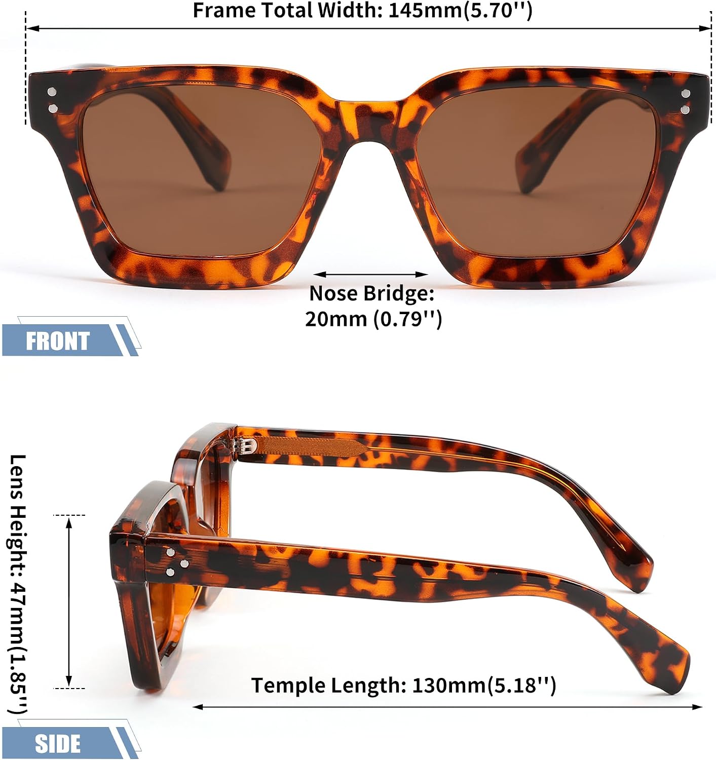 商品图片 21 | B0C9J9VMJL | FEISEDY Sunglasses Men Women Polarized, Chunky Square Thick Frame, Rectangle UV400 Shade Sun Glasses B2396