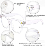 商品图片 14 | B08MFD4QG6 | FEISEDY Retro Square Anti Blue Light Blocking Glasses Women Thick Oversized Computer Eyeglasses Double Metal Studs B2689