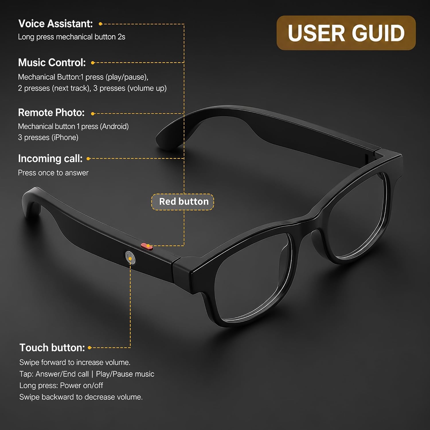 商品图片 8 | B0H6PJ2TJN | FEISEDY AI Smart Glasses with AI Assistant for Travel & Daily Use B0476