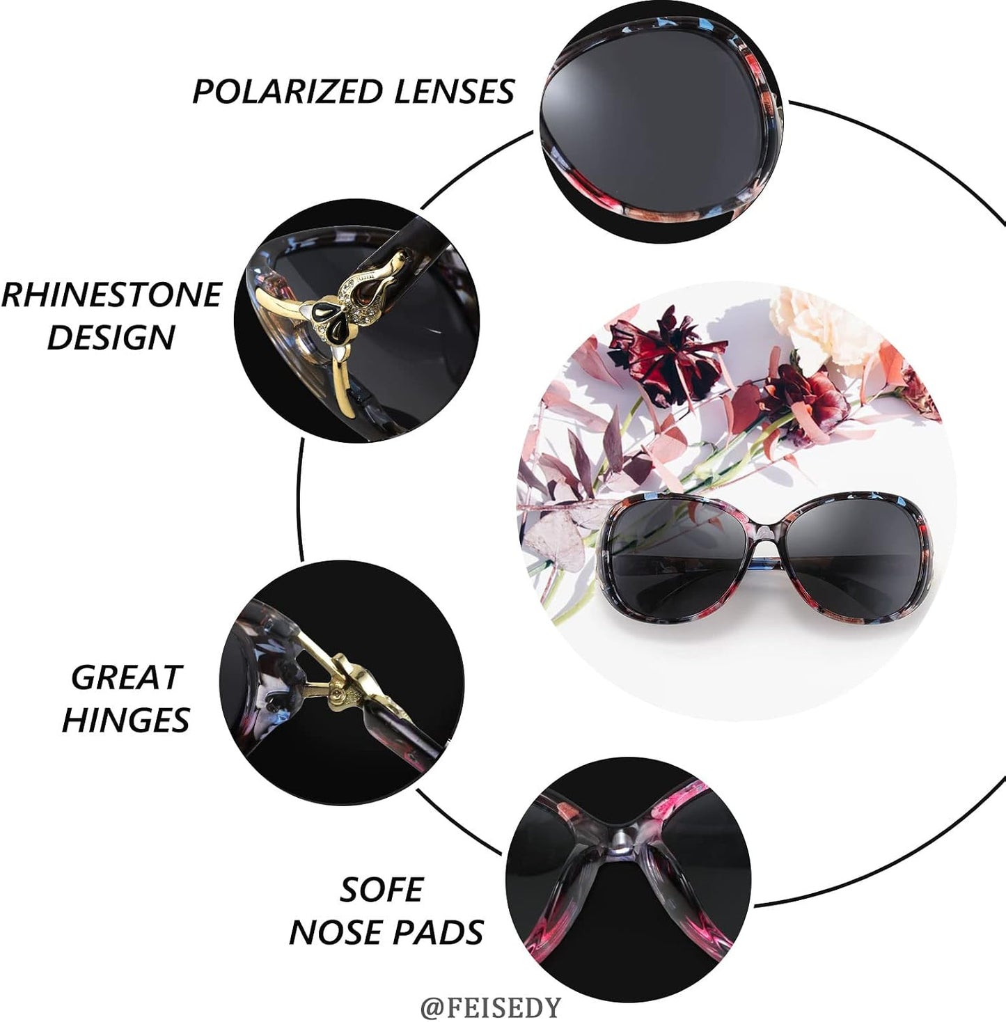 商品图片 14 | B08S7G8RRP | FEISEDY Oversized Polarized Sunglasses Women Men Large Shades B2730