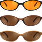 3 Pack Orange+brown+tea / 54 Millimeters | B0DMN758XT | FEISEDY Retro Oval Cat Eye Sunglasses for Women 90s Narrow Lightweight Shades Y2k Trendy Sunnies B0257