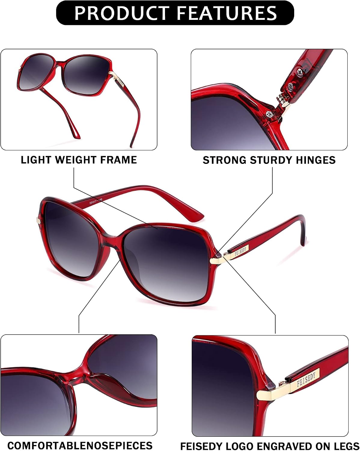 ÉÌƷͼƬ 43 | B09KC567VY | FEISEDY Womens Polarized Sunglasses UV400 Anti Glare Fashion Shades