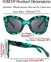 ÉÌƷͼƬ 12 | B083TZVTXV | FEISEDY Retro Oversized Square Horn Sunglasses Semi Cat Eye Butterfly Glass Big Thick Bold Frame B2572