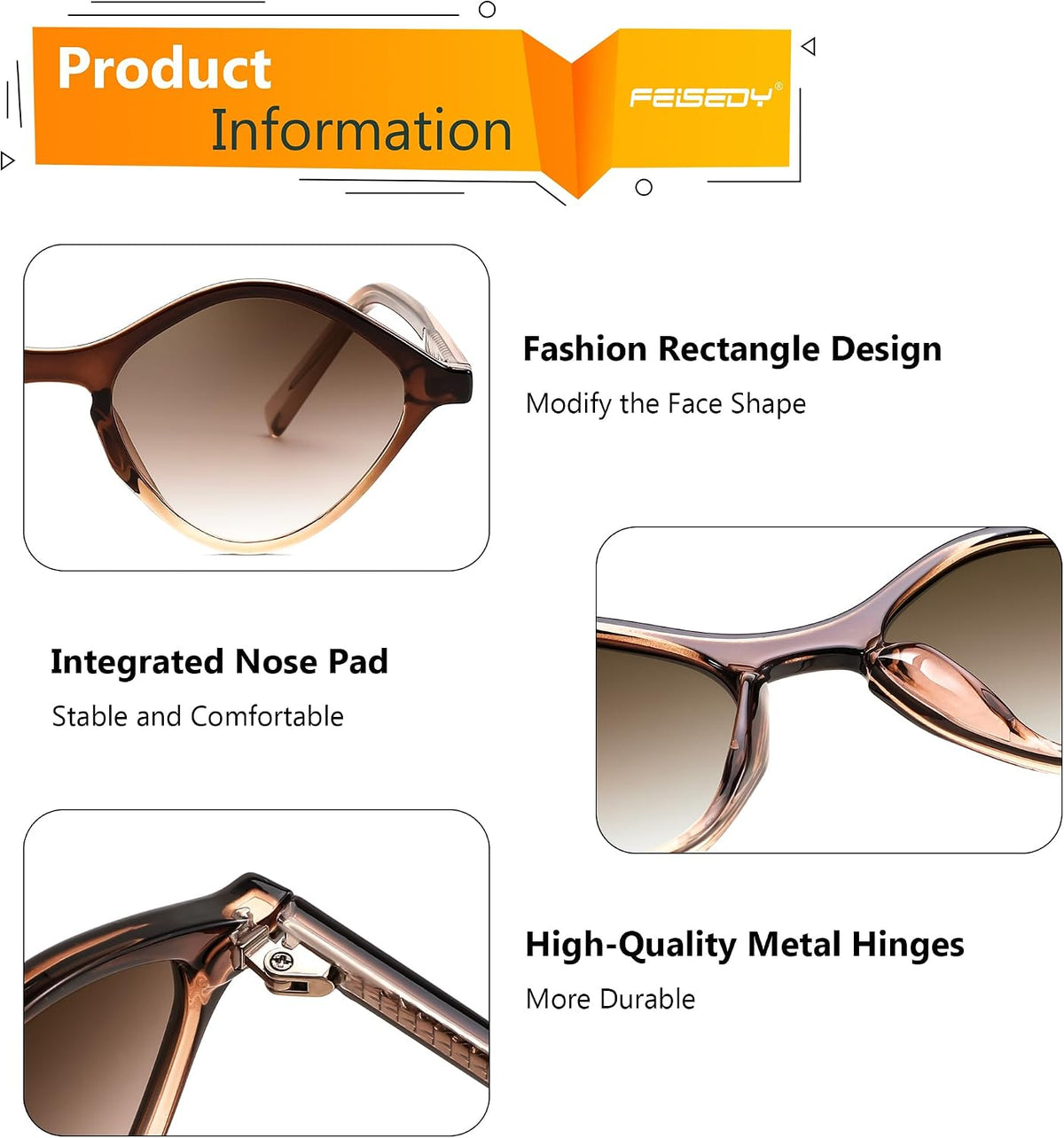 ÉÌƷͼƬ 12 | B0DJ6Y4Z5K | FEISEDY Sunglasses Womens Trendy Rectangle Retro Y2K Classic Sun Glasses Fashion Square UV400 Protection B0235
