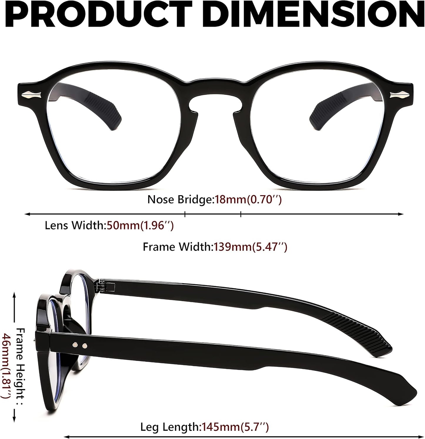 商品图片 5 | B0B7MDH4RM | FEISEDY Women Men Blue Light Blocking Computer Glasses Retro Small Round Sqaure Frame Eyewear B2928