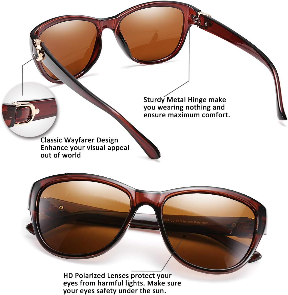 ÉÌƷͼƬ 32 | B07NXZ3WVF | FEISEDY Women Vintage Polarized Sunglasses Lady Elegant Cateye Sun Glasses B2476