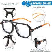 ÉÌƷͼƬ 28 | B0DPLTC8K6 | FEISEDY Vintage Square Blue Light Blocking Glasses Women Men 70s Flat Aviator Glasses Computer Anti Glare B0062