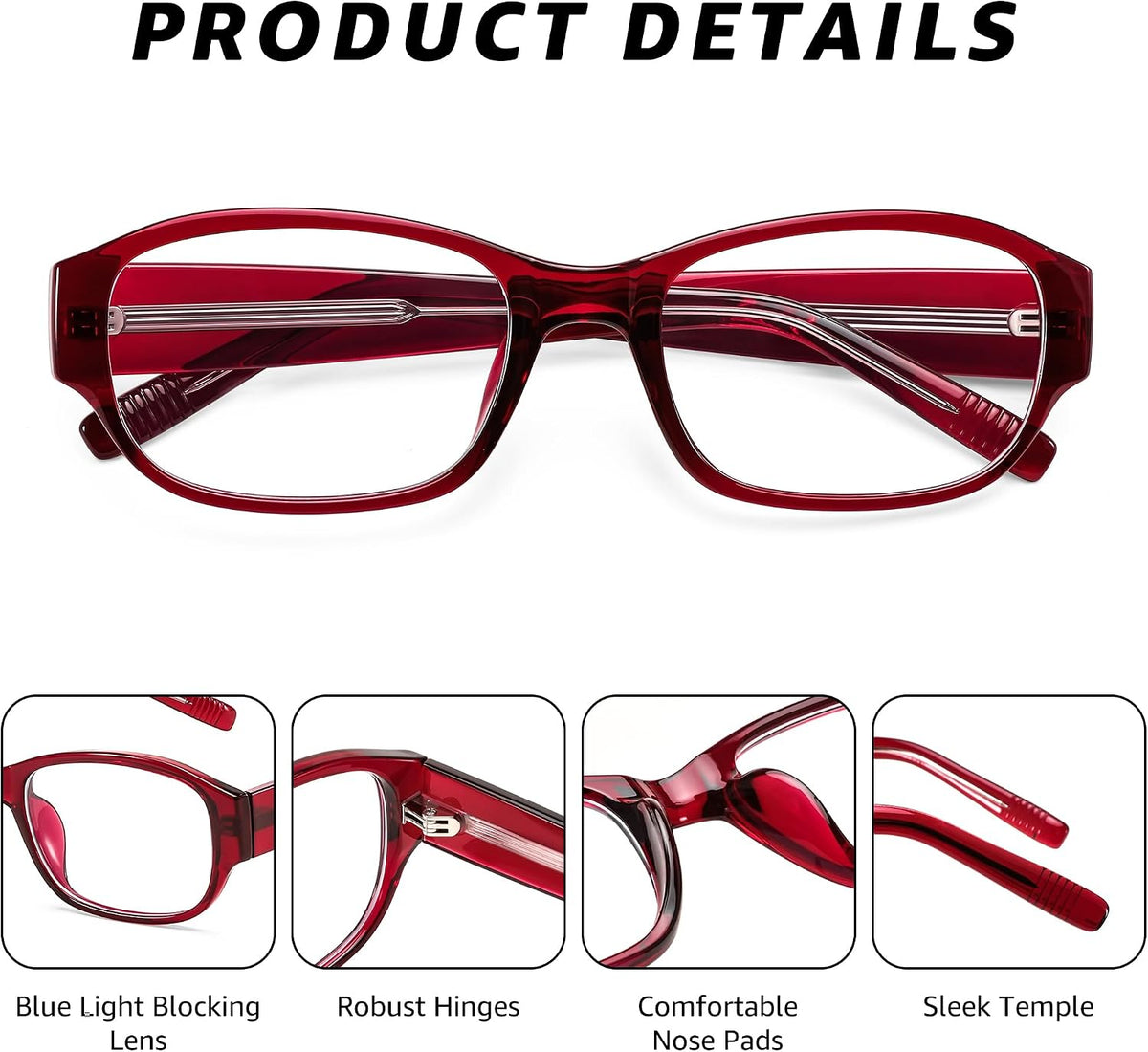ÉÌƷͼƬ 11 | B0DNFH17R9 | FEISEDY Rectangular Blue Light Blocking Glasses for Women Men Vintage Stylish Computer Glasses Fake Nerd Eyewear Frame B0266