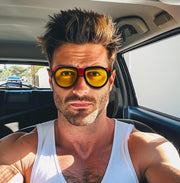 ÉÌƷͼƬ 14 | B0D5HMBR1X | FEISEDY Steampunk Sunglasses Women Men£¬Polarized Yellow Lens, Retro Round Vintage Frame Leatherwear B0159