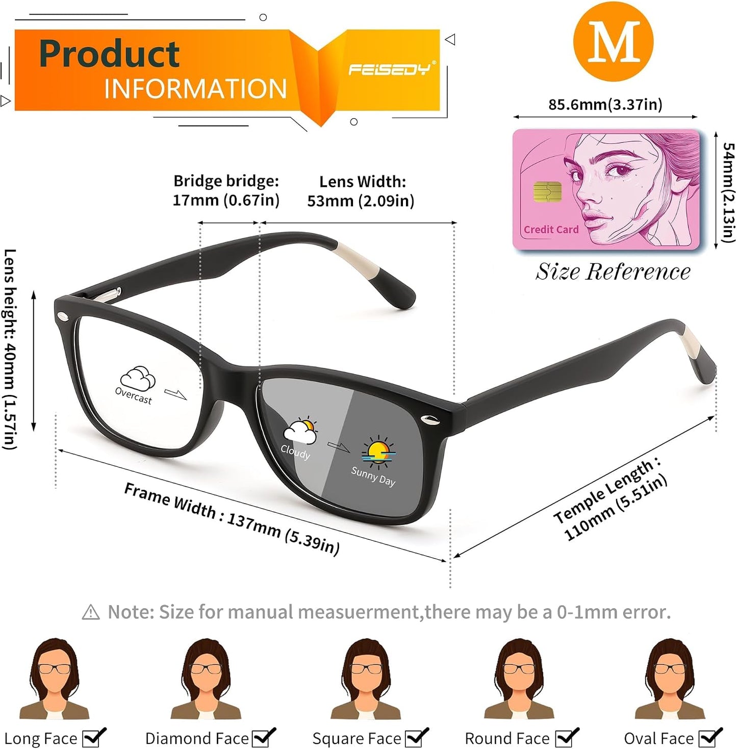 商品图片 5 | B0GKNCMTFX | FEISEDY Blue Light Blocking Photochromic Glasses UV400 Protection B1264