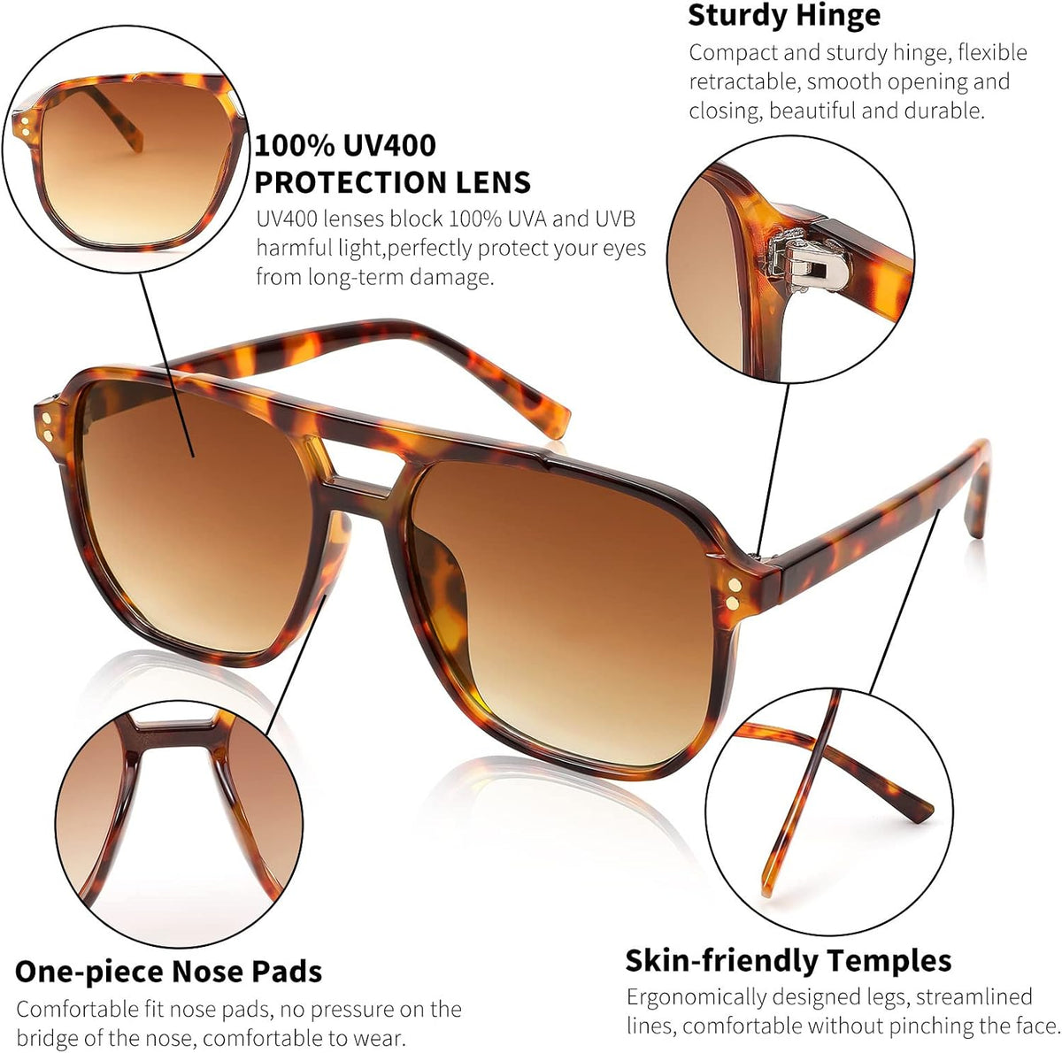 商品图片 24 | B09J8999GR | FEISEDY Retro Square Aviator Sunglasses Women Men 70s Vintage Trendy Plastic Frame Sun Glasses B2835