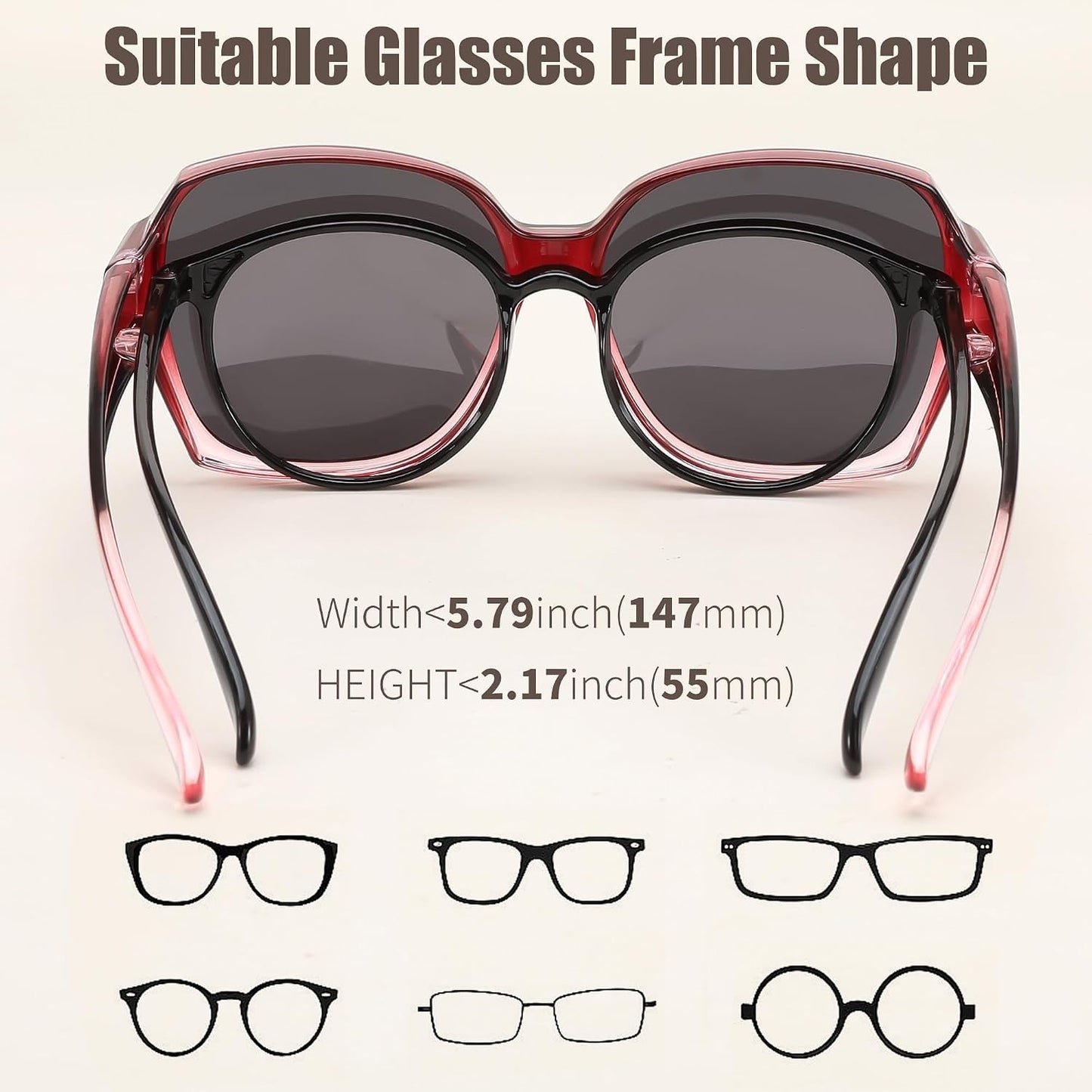 商品图片 11 | B0CPJ88KXS | FEISEDY Fit Over Glasses Sunglasses Polarized for Women Sunglasses Over Prescription Glasses Oversized UV Protection B1114