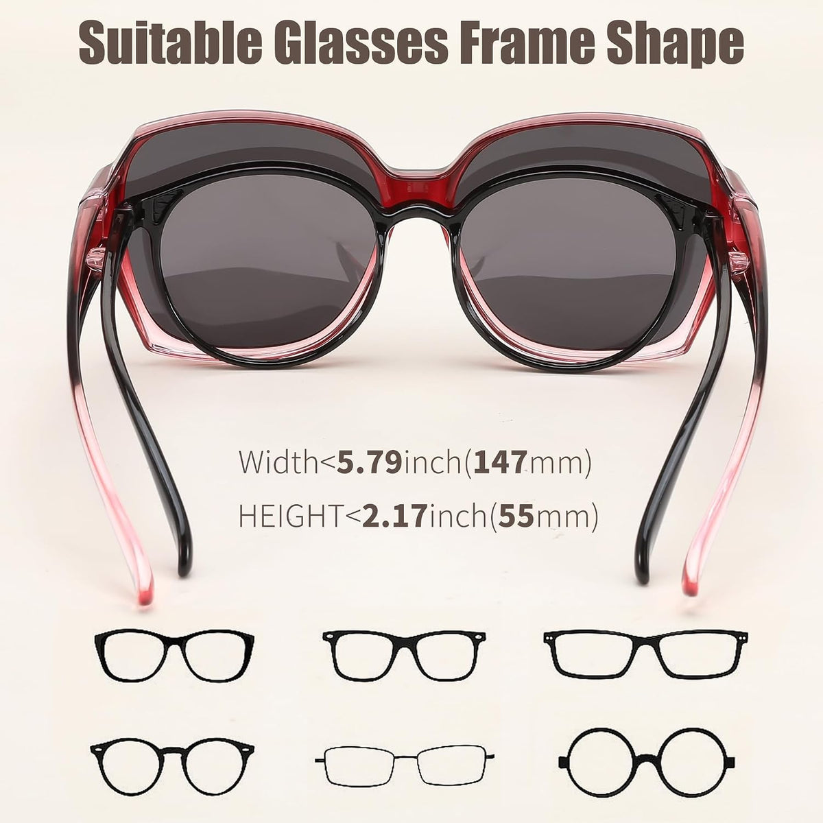 ÉÌƷͼƬ 11 | B0CPJ88KXS | FEISEDY Fit Over Glasses Sunglasses Polarized for Women Sunglasses Over Prescription Glasses Oversized UV Protection B1114