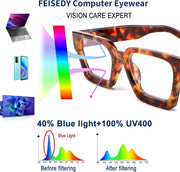 商品图片 4 | B0C1SQ2TX3 | FEISEDY Blue Light Blocking Glasses Thick Computer Eyewear Retro 90s Square Frame B2383