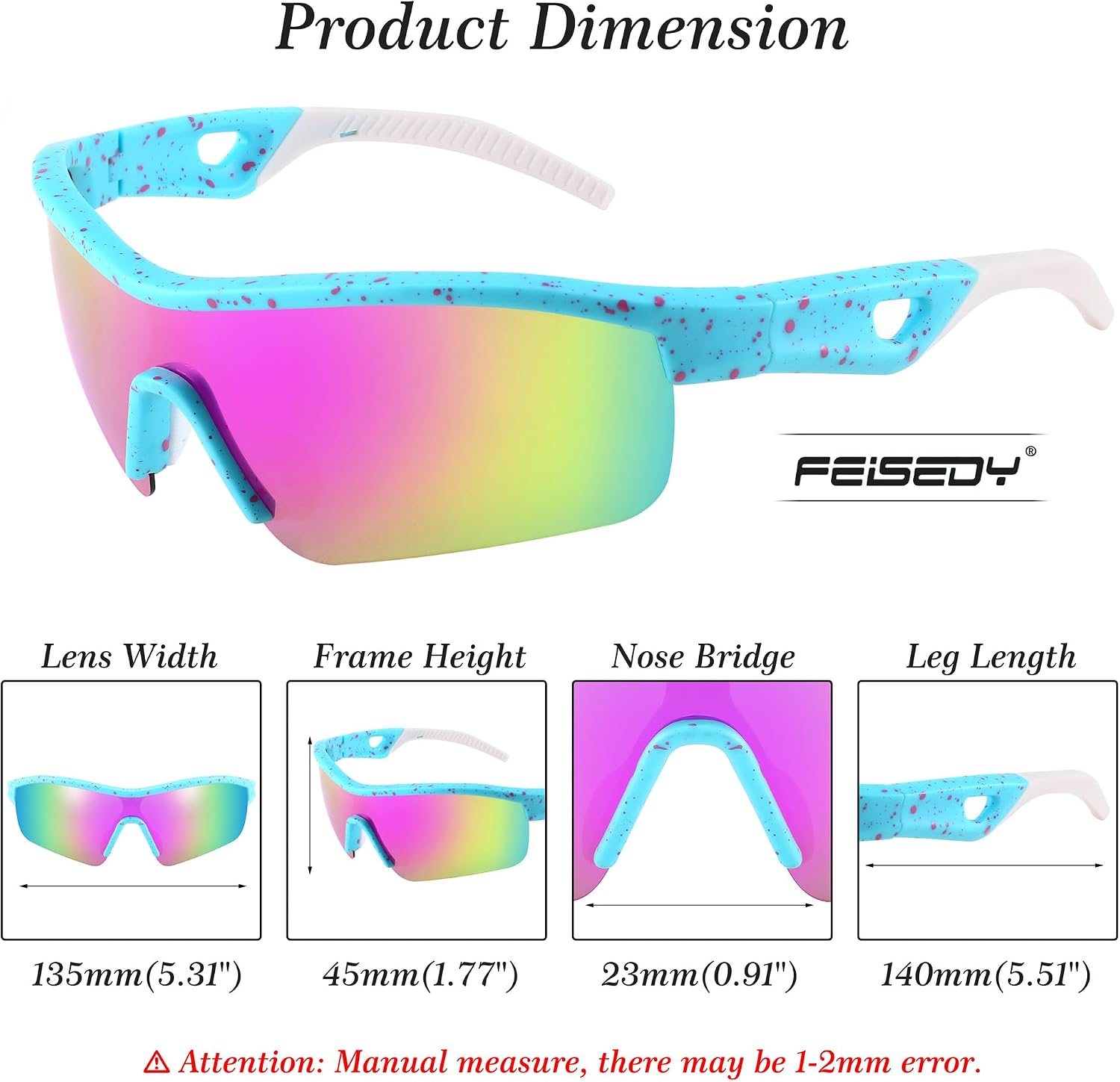 商品图片 36 | B0C7189J4Z | FEISEDY Men Sunglasses, Polarized Cycling Sunglasses, UV400 Sports Baseball Running Fishing Hiking Shades B2372