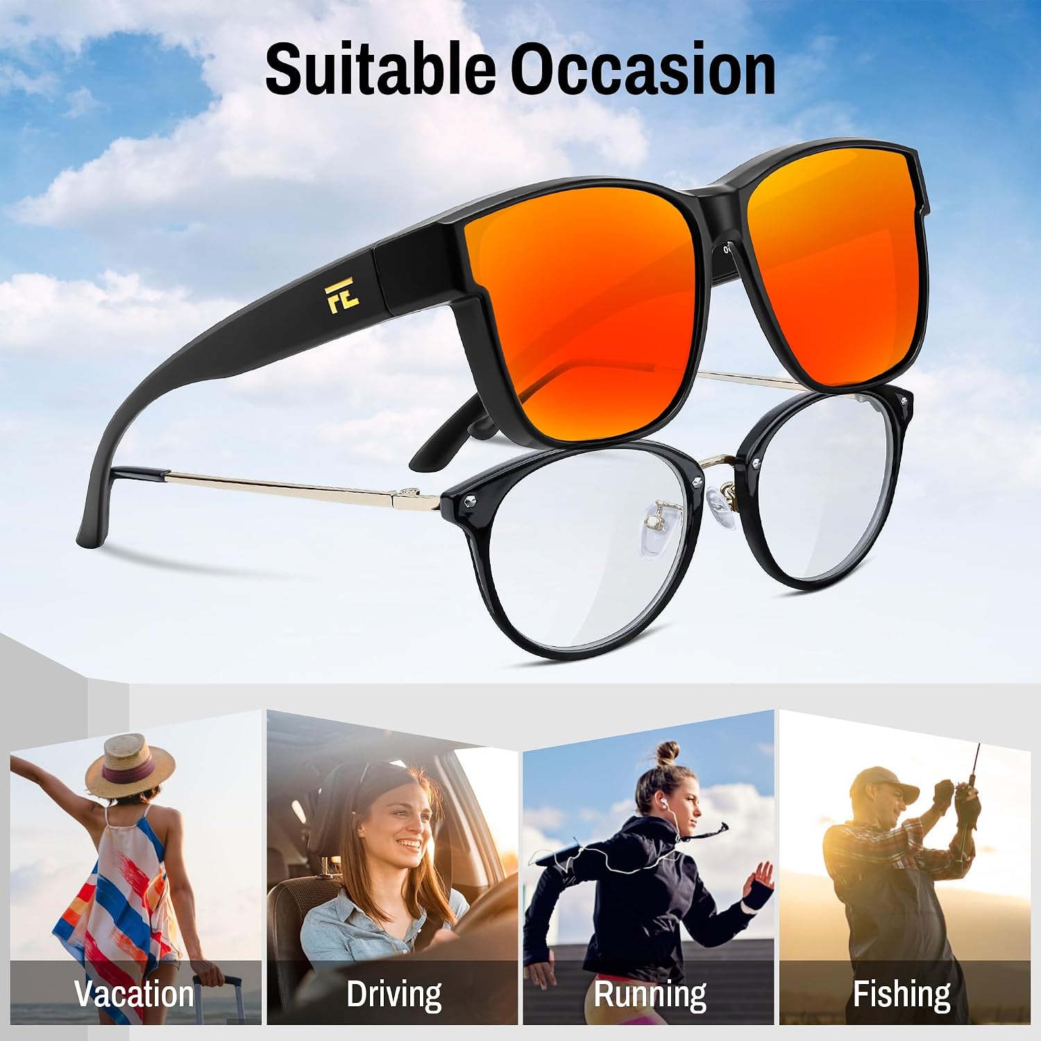 商品图片 5 | B0DK2W3XG7 | FEISEDY Polarized Sunglasses Fit Over Glasses Women, Fit over Glasses Sunglasses for Driving UV400 Protection B0250